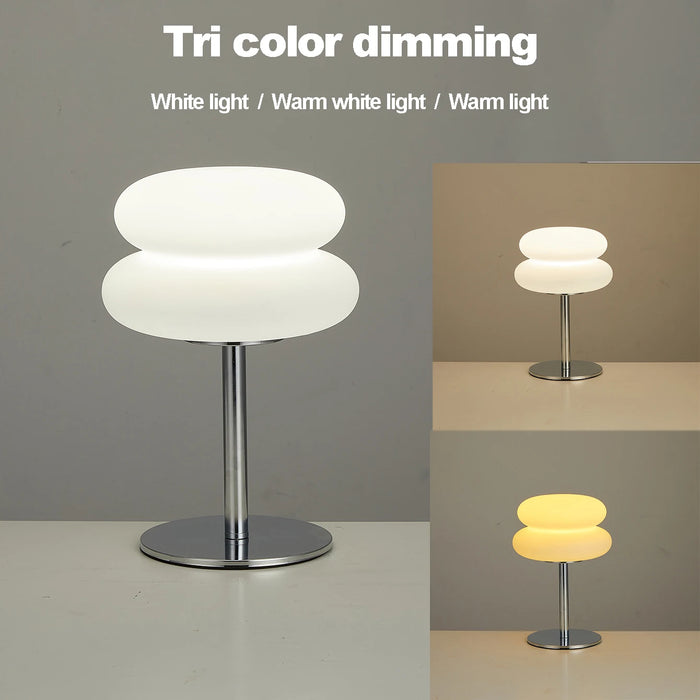 Tri-Color Dimming LED Table Lamp - USB Rechargeable, Modern Bedroom & Study Bedside Lamp with Adjustable Brightness