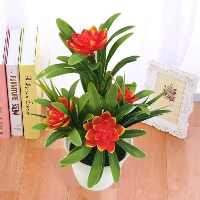 Artificial Potted Bonsai Plant – Simulation Fake Flower in Yellow, Red, Pink, Orange, Purple for Home, Garden, and Table Decoration