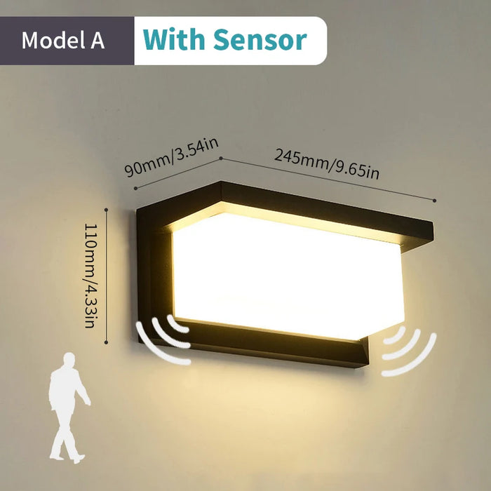 LED Wall Lamp with Radar Motion Sensor – 16W Waterproof Light for Indoor and Outdoor Use, Cold and Warm White Lighting, AC85-265V