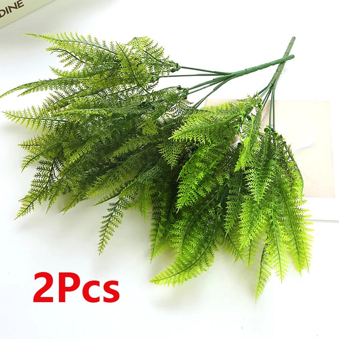 2/1Pcs Artificial Fern Greenery – 7 Branches, 49 Leaves Fake Plastic Plant for Home, Table, and Christmas Decorations