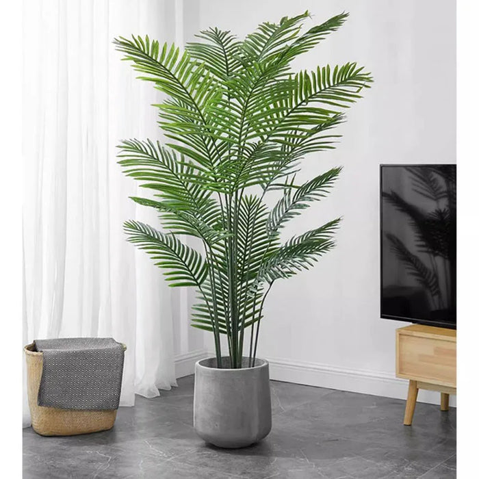 59in Artificial Palm Tree with Monstera Leaves – Large Fake Tropical Plant for Home, Garden, Shop, and Party Decor