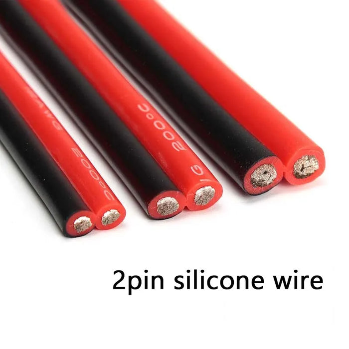 5m-20m 2Pin Silicone Copper Electrical Wire Cable – High-Temperature Resistant AC 600V Power Cable for Car Battery, Inverter, and Motor (10-26 AWG)