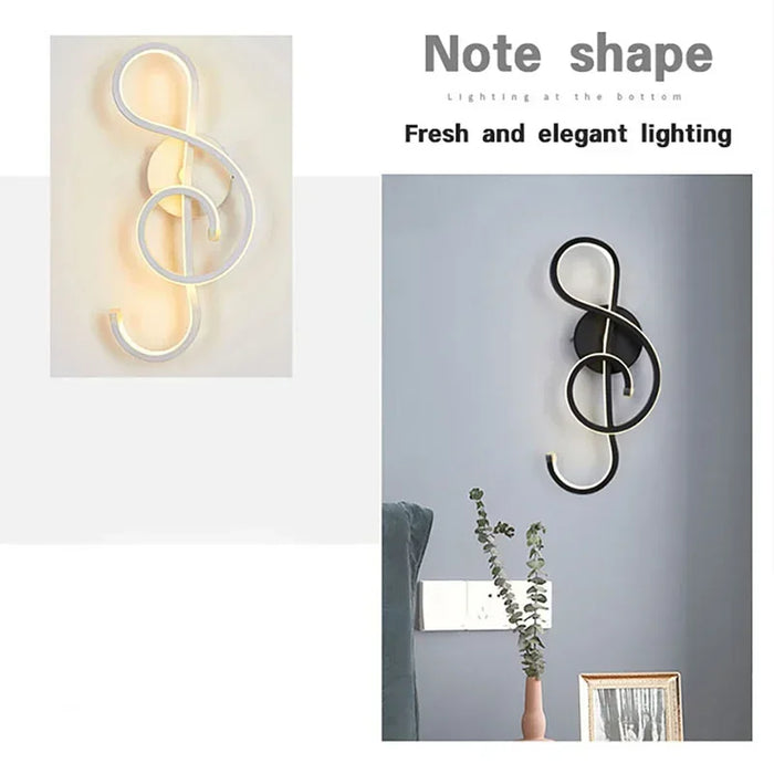 Modern LED Wall Lamp - Musical Note Wall Sconce for Bedroom, Living Room, and Study, Touch On/Off, Up & Down Light Direction, Indoor Home Decor