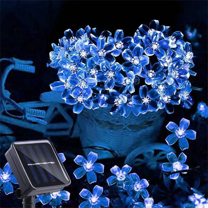 Solar Garden Flower String Lights – Waterproof Outdoor LED Fairy Lights with 8 Modes for Holiday, Christmas, and Decorative Lighting