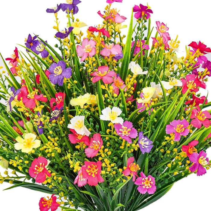 2/6/10 Bundles Outdoor Artificial Flowers – UV Resistant Faux Silk Flowers for Garden, Front Porch, and Outdoor Décor
