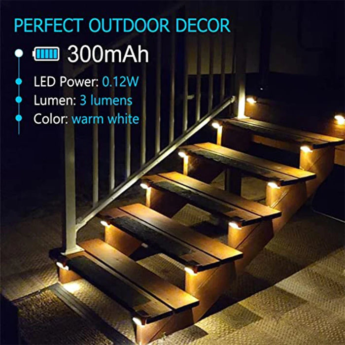 Warm White LED Solar Step Lights – Waterproof Outdoor Stair and Path Lighting for Garden, Patio, Fence, and Balcony Decoration