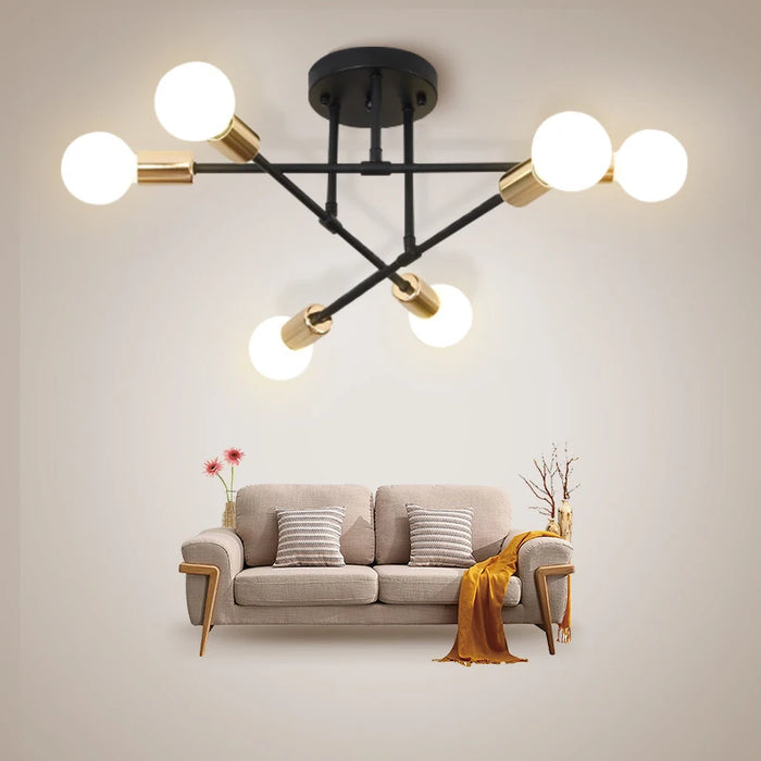 Modern LED Ceiling Chandelier – 6-Light Hanging Pendant Lamp for Living Room, Dining Room, and Kitchen