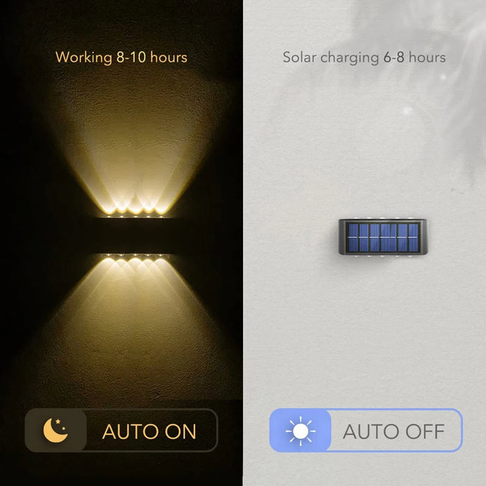 Solar Wall Lights Outdoor – 10 LED Waterproof Security Lamp with Automatic Sensor for Garden, Fence, Porch, and Yard Decoration (Warm/White Light, IP65)