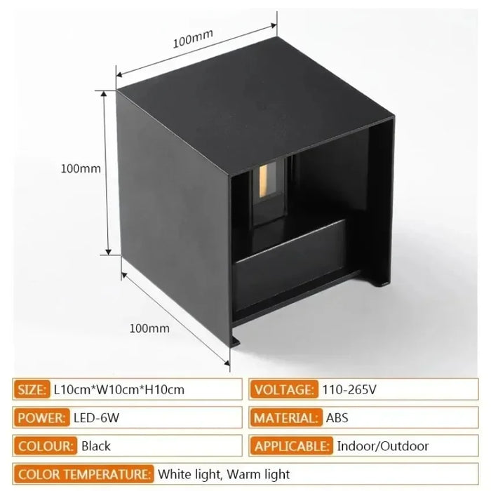 Modern LED Wall Lamp – Waterproof 6W Outdoor & Indoor Decorative Light for Bedroom, Balcony, Garden, Corridor, and Courtyard (IP65, Warm/White Light, AC110–265V)