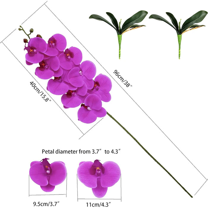 9-Head Butterfly Orchid Artificial Flowers - 38” Latex Phalaenopsis Bouquet for Wedding, Party, and Home Decoration