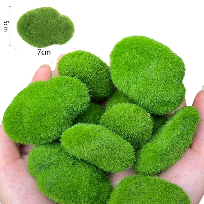50/5PCS Artificial Foam Moss Rocks – Fake Green Moss Stones for Micro Landscape, DIY Crafts, and Home Garden Flower Pot Decoration