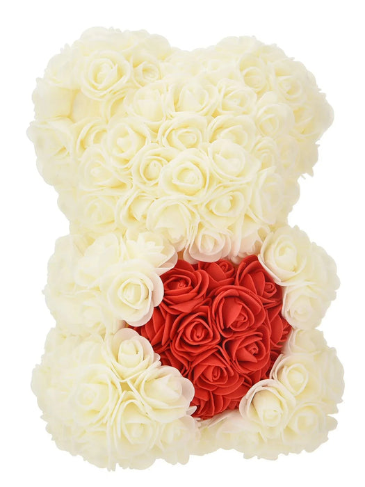 Artificial Rose Teddy Bear – Romantic Home Decor for Valentine's Day, Weddings & Anniversaries (No Box)