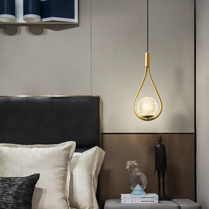 Modern LED Pendant Light – Nordic Frosted Glass Ball Chandelier with G9 Bulb for Bedroom, Living Room, and Dining Room