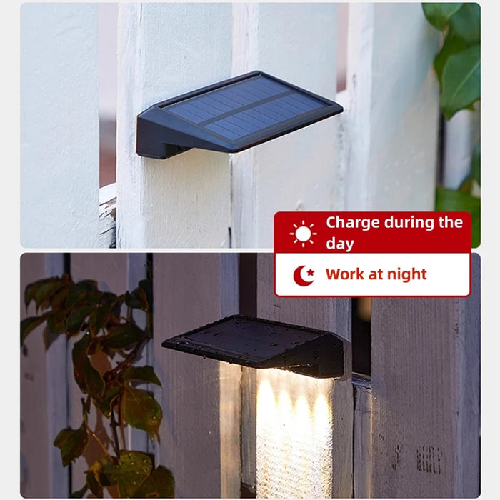 4 LED Solar Outdoor Garden Lamps – Waterproof Decorative Lighting for Balcony, Fence, Yard, and Pathway – Solar Powered, Ambient Sunlight Lights, IP65 Waterproof