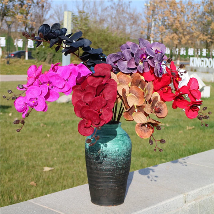 8-Head Artificial Orchid Phalaenopsis Branch – 95cm Silk Flower for Wedding, Home, and Table Decor, Photo Props