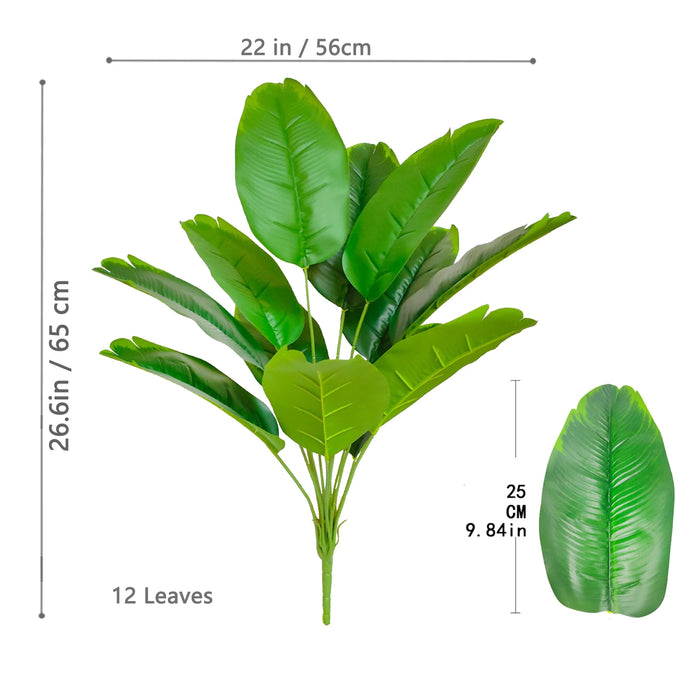 65-125cm Large Artificial Tropical Palm Tree – Real Touch Fake Banana Plant with 24 Leaves for Home, Garden, and Outdoor Decor