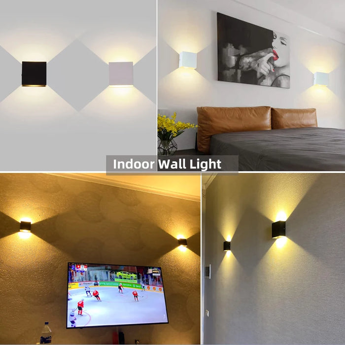 Modern Outdoor LED Wall Lamp – 6W/12W Adjustable Up and Down Light, IP65 Waterproof Wall Light for Garden, Porch, Living Room, Bedroom, and Street Lighting (Warm/White Light)