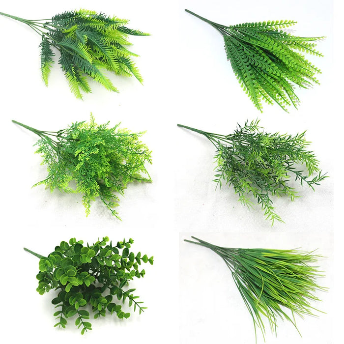 7 Branches Artificial Persian Grass – Faux Plastic Fern for Garden, Home, Vase, and Wedding Décor