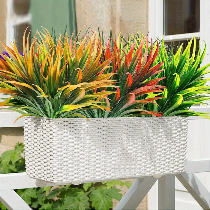 10PCS Simulated Chlorophytum Artificial Plants – Faux Boston Fern Bushes with Plastic Leaves for Outdoor Garden Decoration