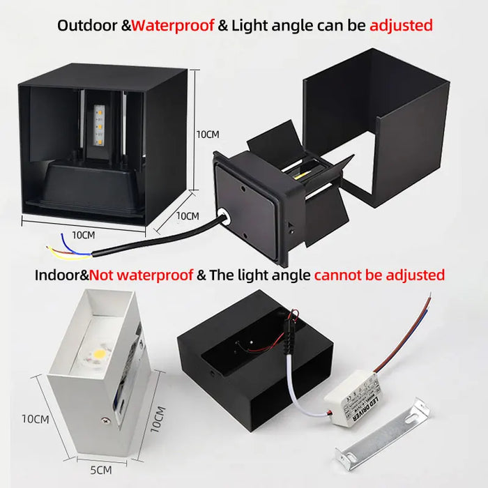 Modern Outdoor LED Wall Lamp – 6W/12W Adjustable Up and Down Light, IP65 Waterproof Wall Light for Garden, Porch, Living Room, Bedroom, and Street Lighting (Warm/White Light)