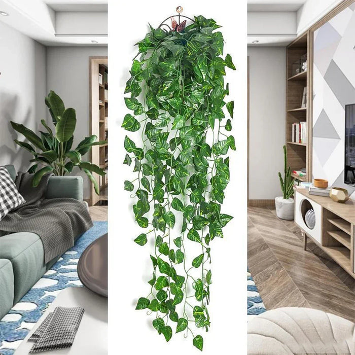 Artificial Green Vine Hanging Plant – Rattan Wall Decoration for Home, Garden, Wedding, and DIY Projects