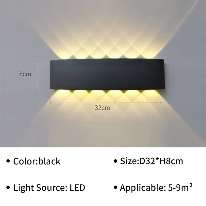 IP65 Waterproof LED Wall Lamp – Modern Outdoor Garden Sconce, Living Room Spotlight Lighting, Black Wall Mounted