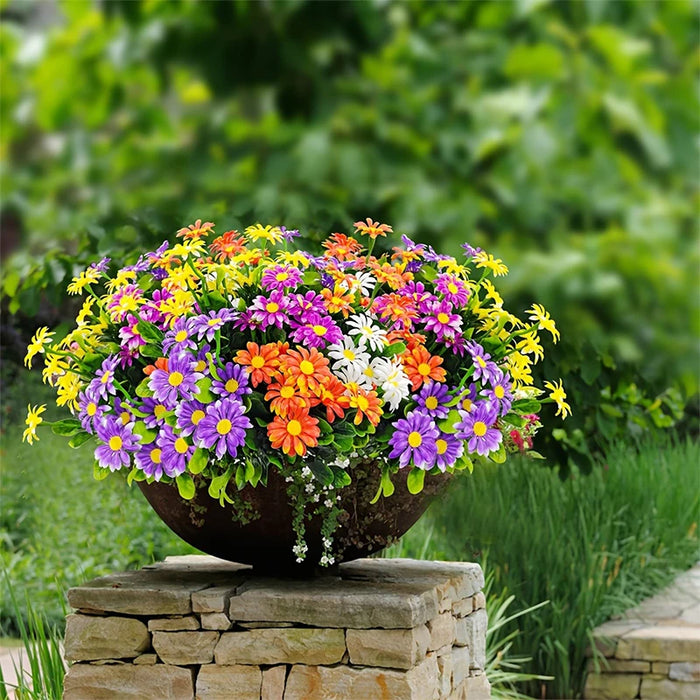 33cm Artificial Daisies - UV Resistant Colorfast Plastic Flowers for Wedding, Home, and Outdoor Decor | DIY Artificial Flowers