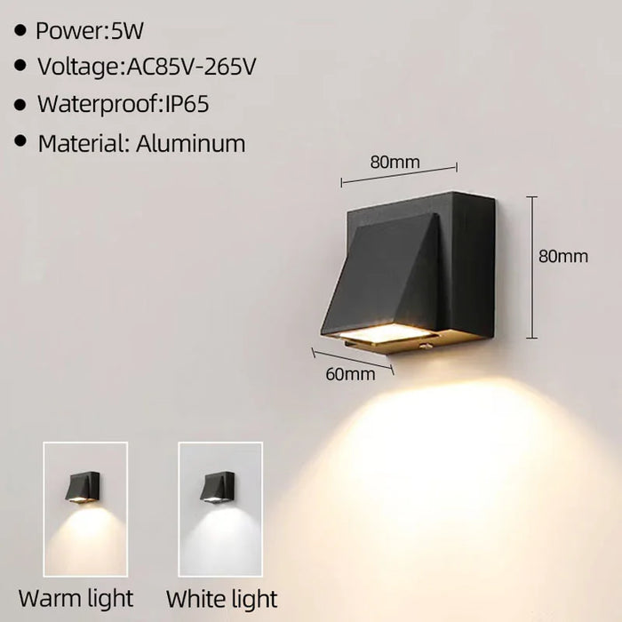 Modern LED Outdoor Wall Light – 5W Waterproof Aluminum Wall Lamp for Porch, Garden, Bedroom, Corridor & Living Room