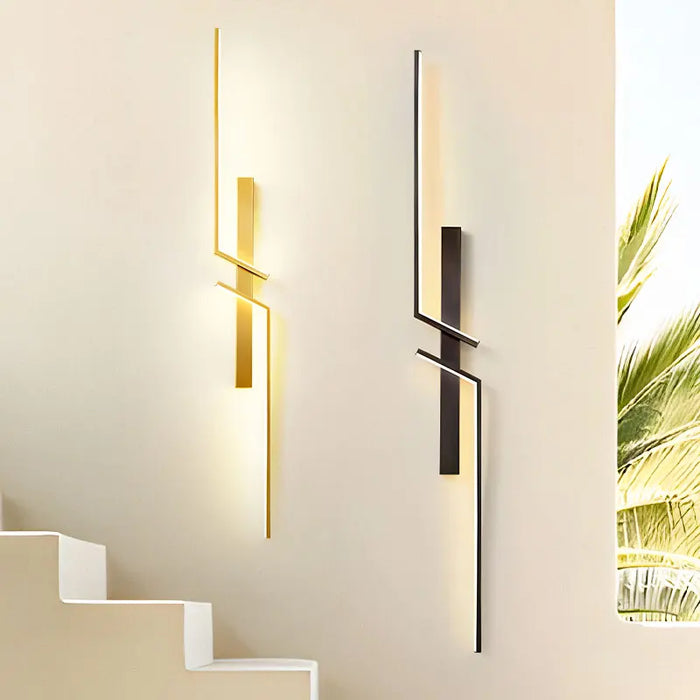 Modern Black and Gold LED Wall Lamp – Wall Mounted Lighting for Corridor, Bedroom, Living Room, and Indoor Spaces