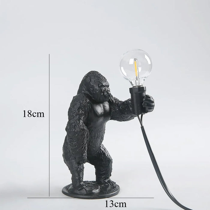 King Kong Gorilla Animal Table Lamp – Resin Night Light for Bedroom and Creative Home Decor