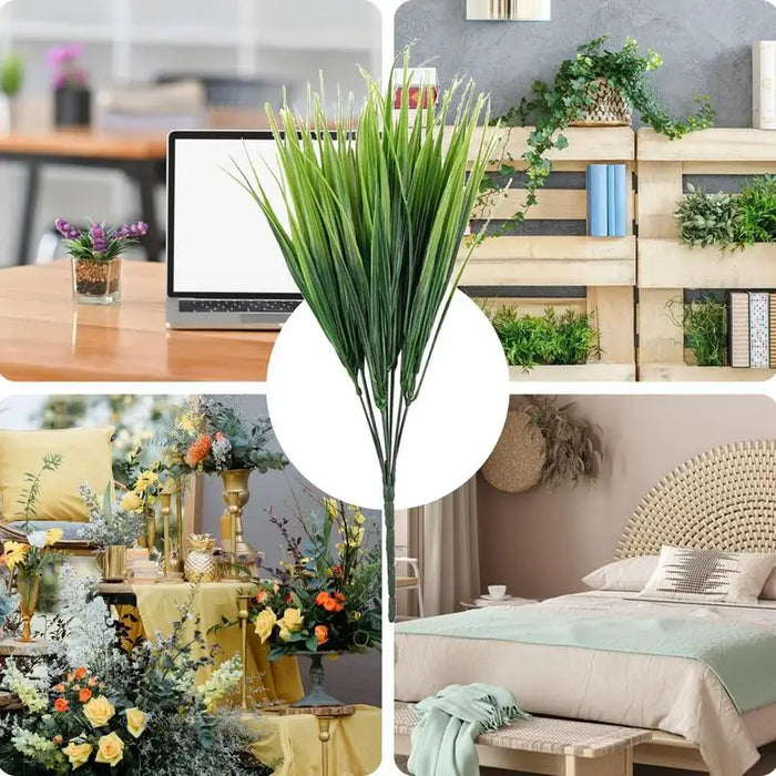 Artificial Faux Wheat Grass – 10pcs Greenery Shrubs for Home & Garden Decor – Vivid, Realistic Fake Wheat Grass for Outdoor and Indoor Spaces
