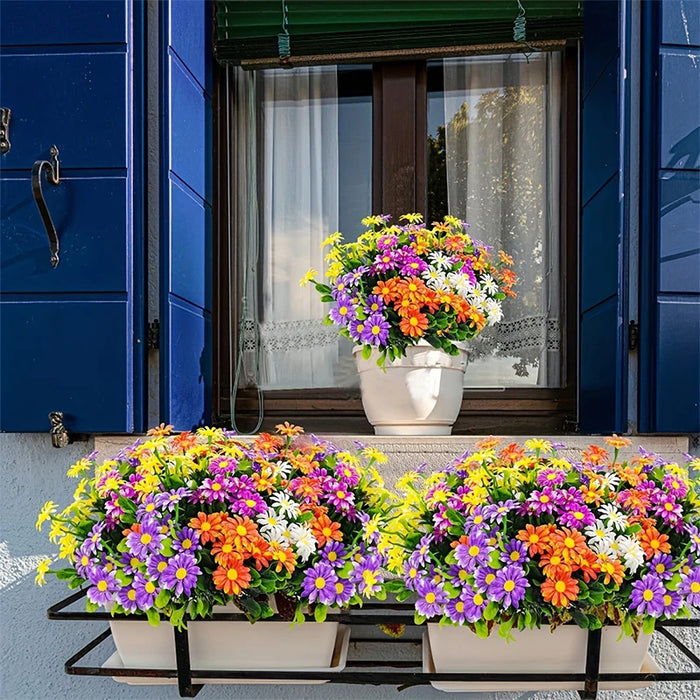33cm Artificial Daisies - UV Resistant Colorfast Plastic Flowers for Wedding, Home, and Outdoor Decor | DIY Artificial Flowers