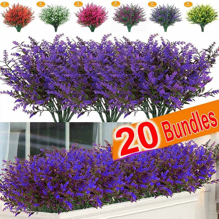 1PC Faux UV Resistant Artificial Lavender Flower - Plastic Outdoor Decor for Garden, Porch, Patio, and DIY Projects
