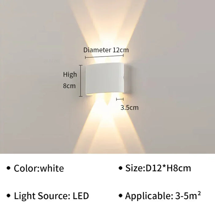 IP65 Waterproof LED Wall Lamp – Modern Outdoor Garden Sconce, Living Room Spotlight Lighting, Black Wall Mounted