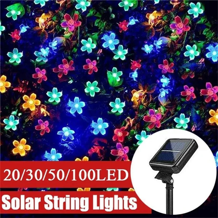 Cherry Blossom Solar String Lights – Waterproof Outdoor LED Fairy Lights with 2/8 Modes for Gardens, Patios, and Holiday Decor