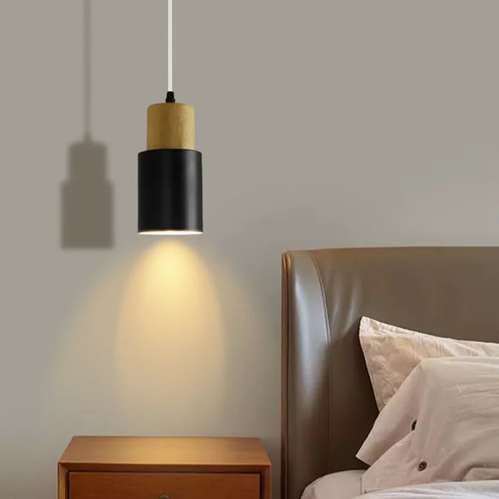 Nordic Pendant Light – Wooden Macaron LED Hanging Lamp for Bedroom, Living Room, and Home Decor