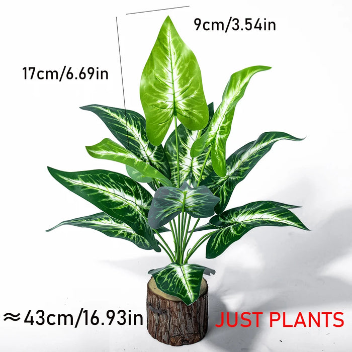Artificial Monstera Tree – 43cm Tropical Faux Palm Plant with Green Plastic Evergreen Leaves for Home, Garden & Party Décor
