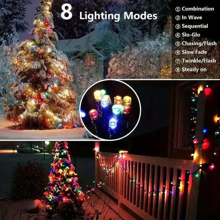 Solar Christmas Patio Lights – 8 Lighting Modes, Waterproof LED String Lights for Garden, Wedding, Outdoor Holiday Decor