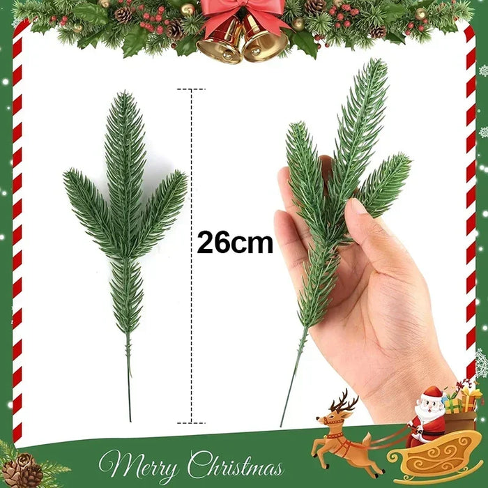 Wholesale Artificial Pine Needle Branches – Snow Frosted Green Fake Plants for DIY Christmas Wreath, Garland, and Home Decor