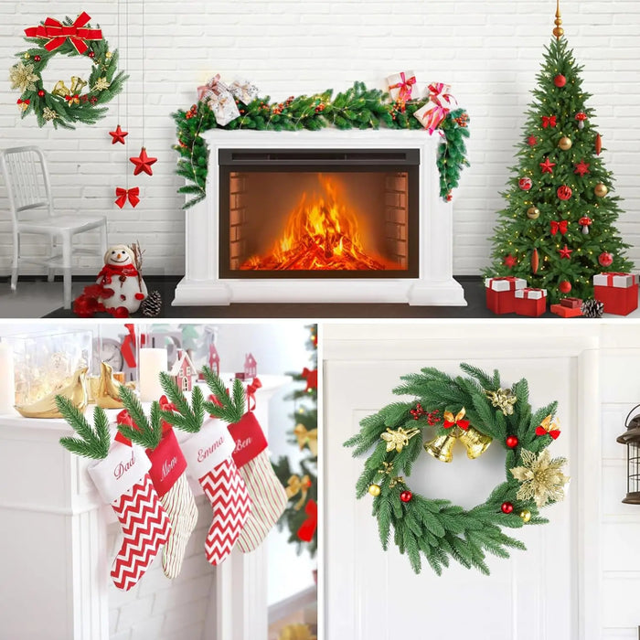 24 Pcs Artificial Pine Branches Green Plants Pine Needles DIY Accessories for Garland Wreath Christmas and Home Garden Decor