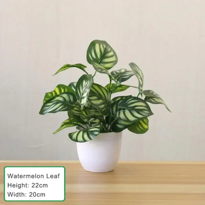Artificial Bonsai Plant – Lifelike Simulation Green Basil, Red Basil, Maple Leaf & Watermelon Leaf – Perfect for Home, Office, Living Room & Desk Decoration
