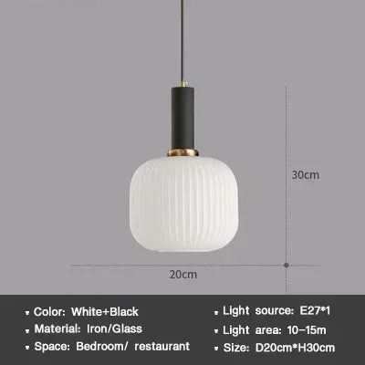 Modern Nordic Glass Pendant Light – Single Head LED Hanging Lamp for Dining Room, Bedroom, Cafe, and Study – White, Green, Cognac & More