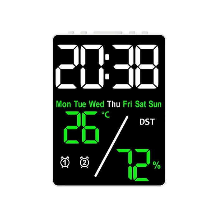 Digital Alarm Clock with Temperature and Humidity Display – 2 Alarms, Snooze, Adjustable Brightness, and LED Screen