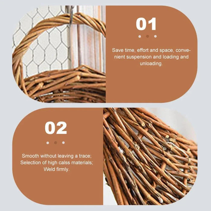 Woven Hanging Basket Planter – Eco-Friendly Rattan Storage Container for Home Garden Wall Décor – Indoor/Outdoor Hanging Basket for Plants, Flowers, and Decoration
