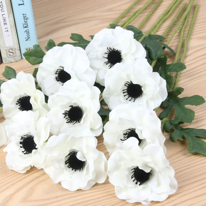 Artificial Wildflower Silk Anemone – Single Head for Home Decoration, Living Room, Wedding Bouquet, and Background Wall Accent
