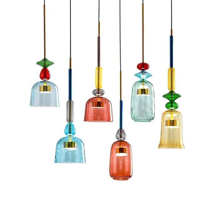Modern LED Glass Pendant Lamp – Vibrant Colorful Hanging Lights for Bedroom, Living Room, and Home Decor