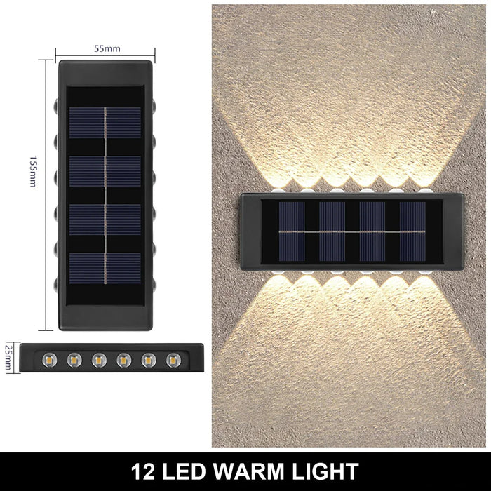 Outdoor Solar Wall Lamp – 4/6/12/16 LED Waterproof Up and Down Luminous Lighting for Garden, Street, and Balcony Decor