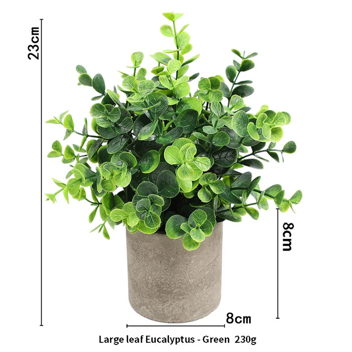 Artificial Eucalyptus Plant in Pot – Small Fake Bonsai for Home, Office, and Restaurant Desk Decoration