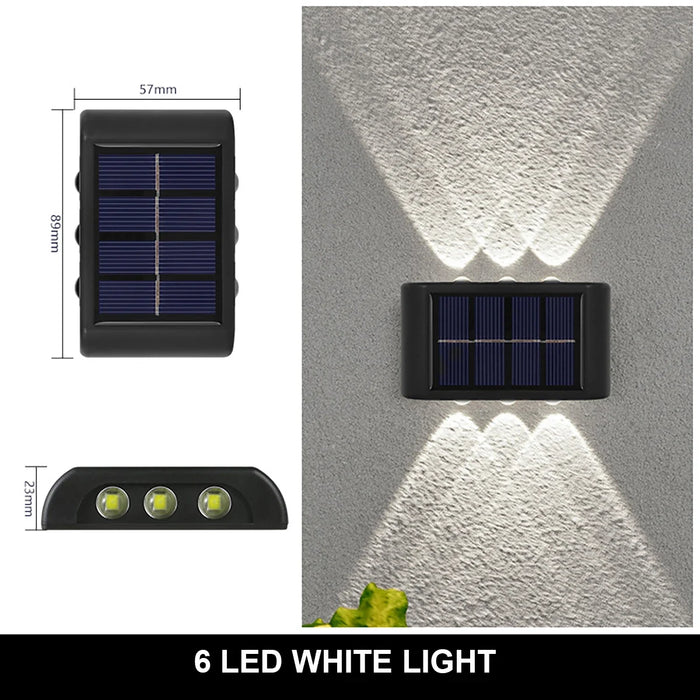 Outdoor Solar Wall Lamp – 4/6/12/16 LED Waterproof Up and Down Luminous Lighting for Garden, Street, and Balcony Decor