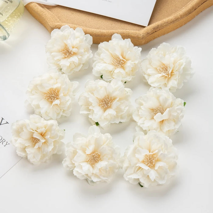 10Pcs Artificial Silk Peony Flowers – DIY Craft Fake Stamen Heads for Wedding, Home, Valentine’s Day, and Outdoor Décor